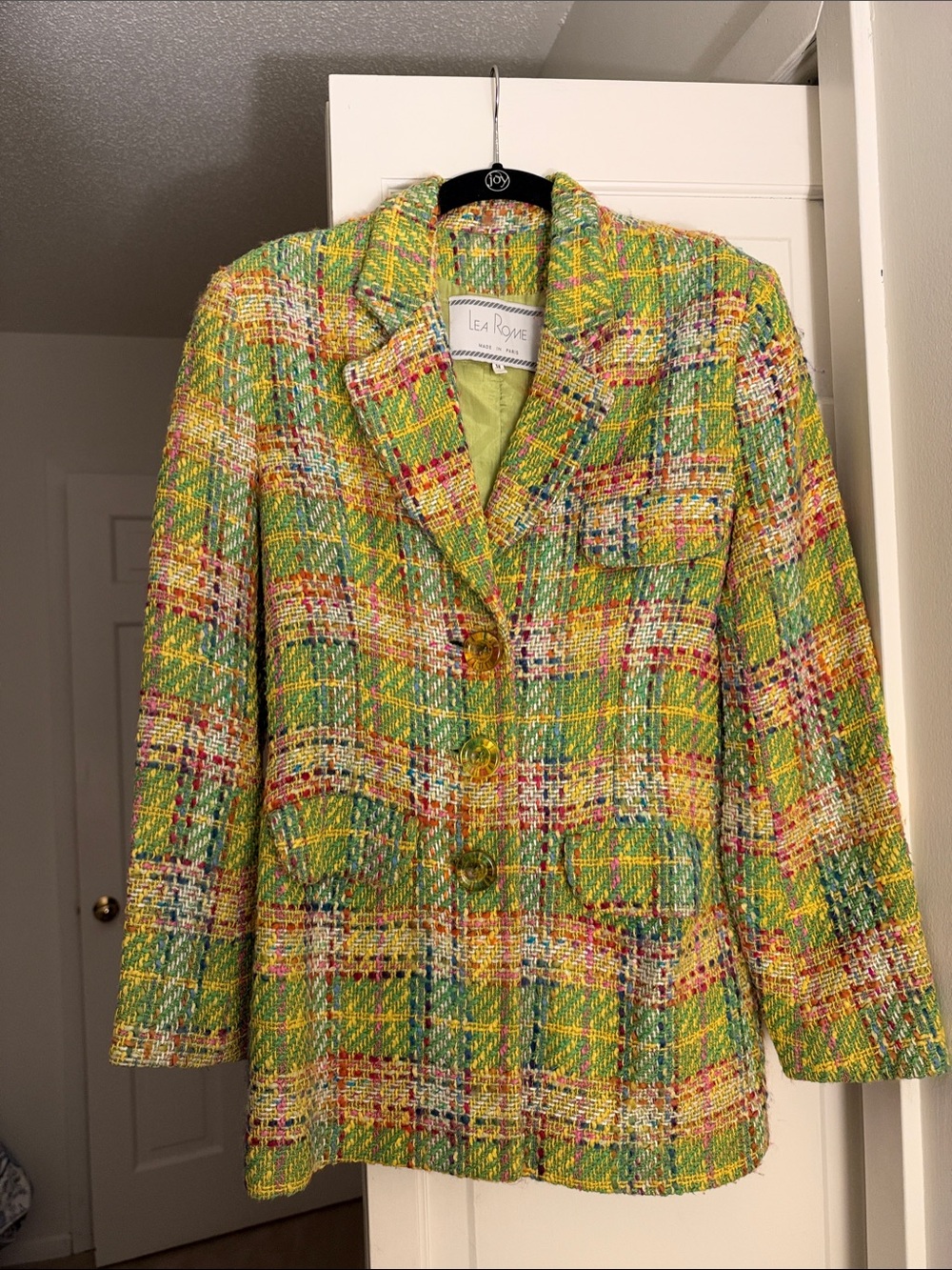 Vintage Green Multi-Color French Tweed Blazer